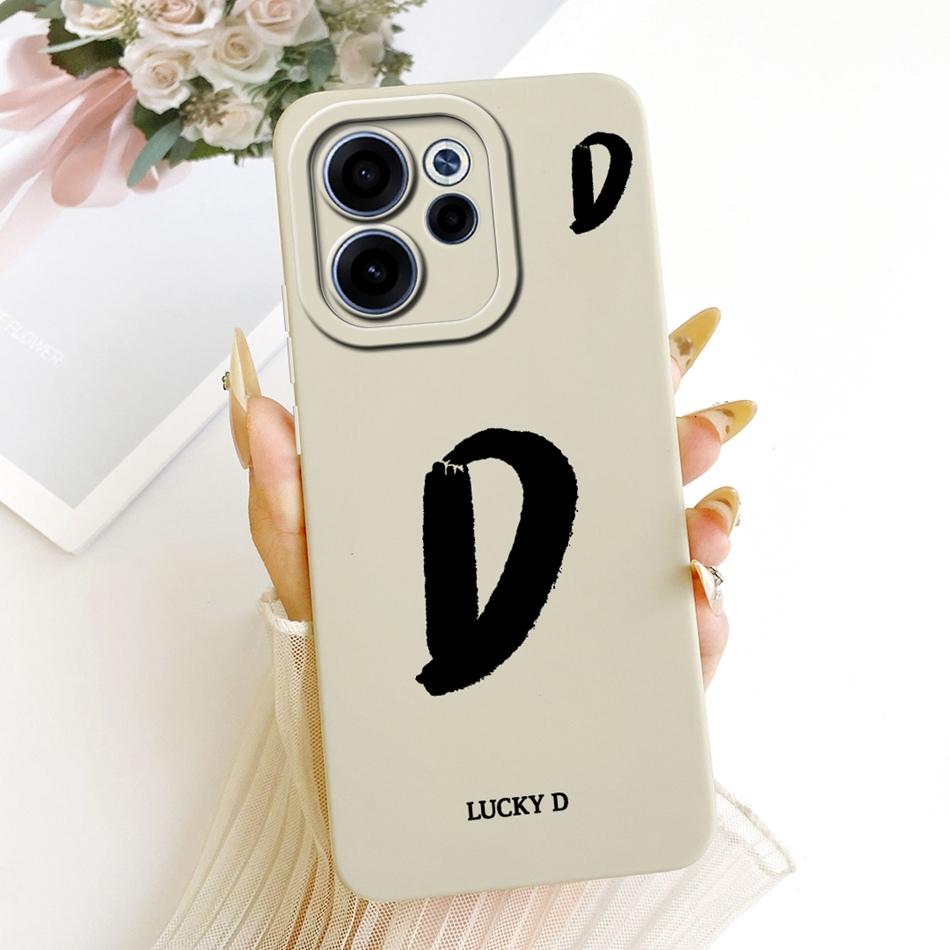 For OPPO Reno15 F 15FS 5G CPH2801 Lucky Initial Letter Phone Case For Oppo Reno15F 15 FS Soft Silicone Shockproof Cases Bumpers