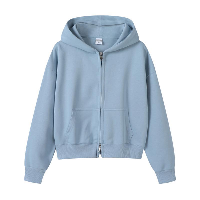 Silver Fox Velvet Women's 450g Heavyweight Hooded Sweatshirt - Short, Trendy Drop Shoulder Pullover for Autumn/Winter