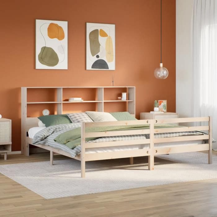 VidaXL Bookcase Bed Without Mattress 180x200 Cm Solid Pine Wood, Bed, Bedroom Furniture, Bed with Storage, 3321905