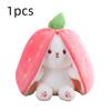 Kawaii Fruit Transfigured Easter Bunny Plush Toy Cute Carrot Strawberry Bag Turn Into Rabbit Plush Toy Kids Birthday Gift