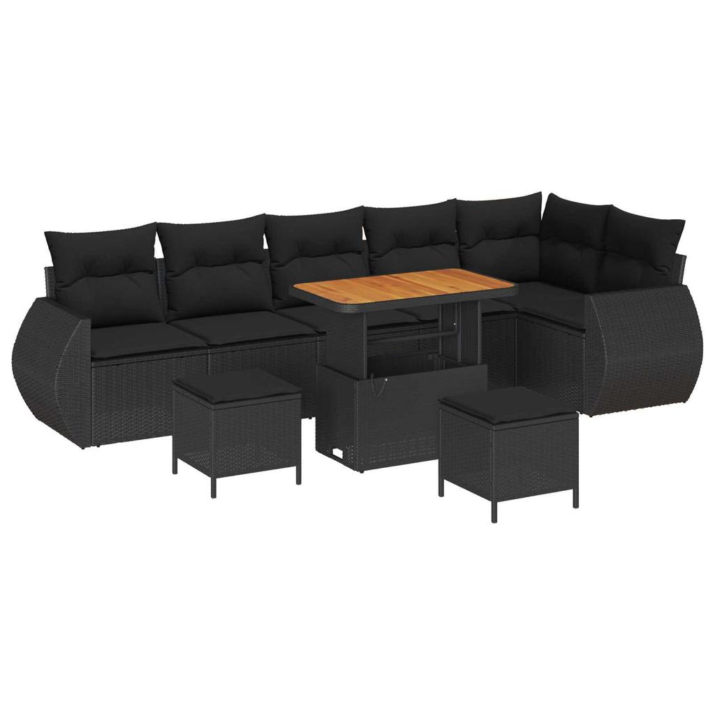 Garden Sofa Set 9 pcs Black Poly Rattan