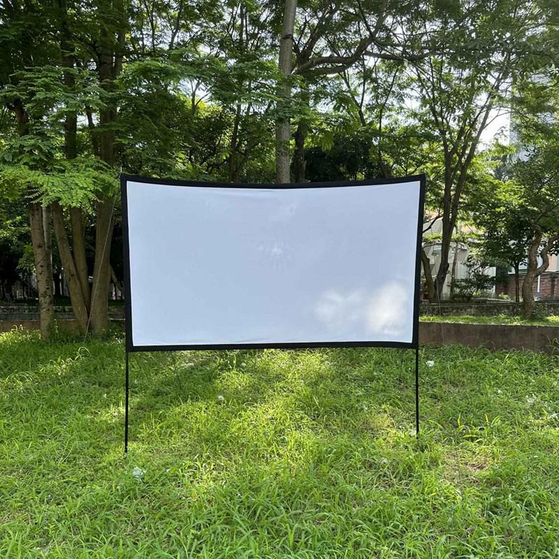 Portable Outdoor HD Windproof Projector Screen with Canopy Pole Sleeve for Camping