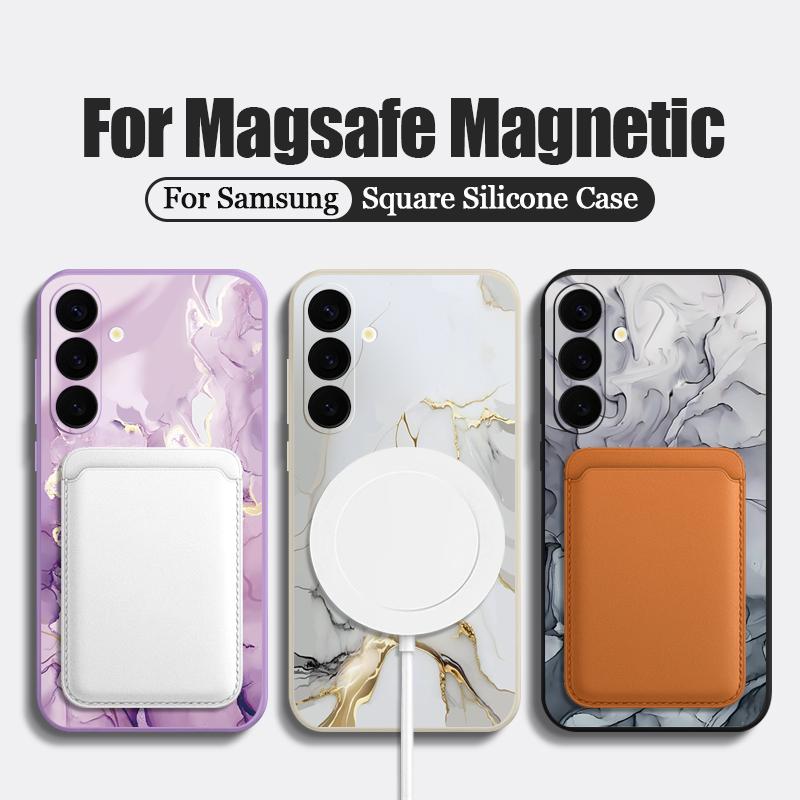 Magnetisch Für Marmor Hülle Für Samsung Galaxy S24 S23 S2 Ultra S22 Plus S21 S20 FE Lanyard Abdeckung Eingebaute Metallplatte
