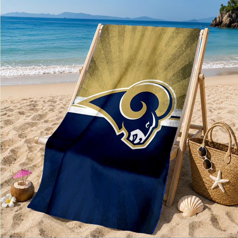 Rams Football Team Spirit Printed Microfiber Beach Towel, Soft And Absorbent, Quick-Dry, Ideal for Summer Travel, Beach Essential, Swimming Pool