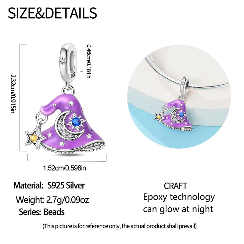 Copper Magician Witch Charms Fit Original Bracelet Diy Magic Hat Bead Broomstick Pendant For Bangle Making