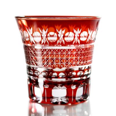 GREEM MARKET Ahşap kutulu el sanatları Cam işçiliği Kiriko cam Bardak Shochu cam Kiriko cam Ürün GMS00726 numarası (Kırmızı)