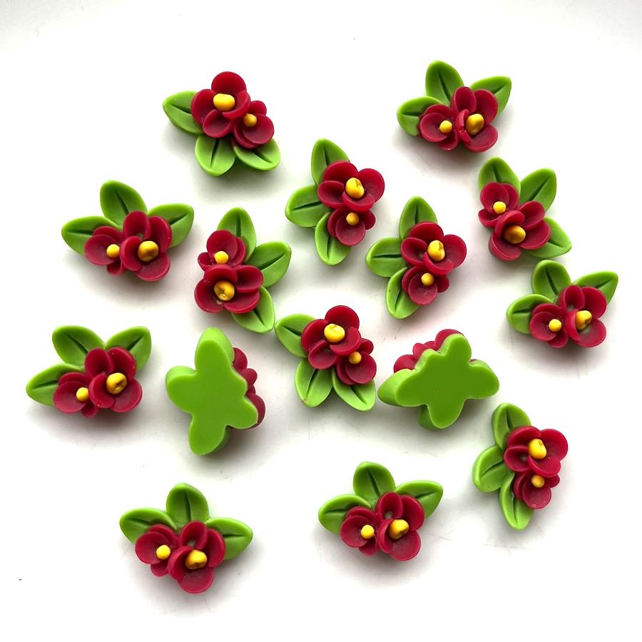 

10 Charm Flower Rhinestone Scrapbook Suitable for Jewelry and Hair Accessories Making DIY Personalized Decoration червоний