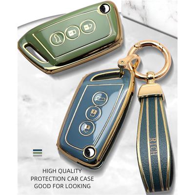 Luxurious Golden Edge Folding Flip Remote Car Key Case Cover For Baojun E200 E300 RS3 RS5 RS7 RC5 RC6 RM5 RMC Car