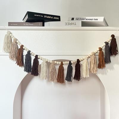 Guirlanda de Borlas para Parede Estilo Boho Pendurar Sala de Estar Banheiro Quarto Sala de Aula Escritório Berçário Decoração de Casa Decoração de Natal Presente
