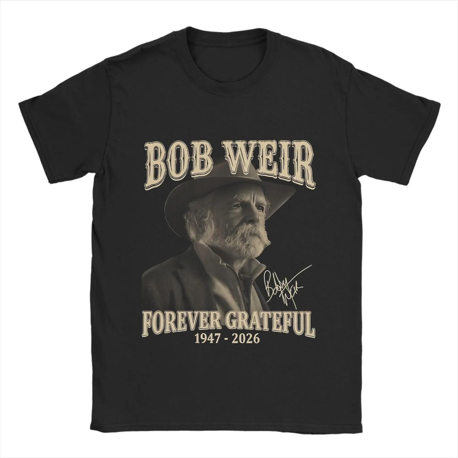 

Bob Weir T-Shirt for Men Casual Cotton Tees Round Neck Short Sleeve T Shirts Gift Idea Clothes S чёрный