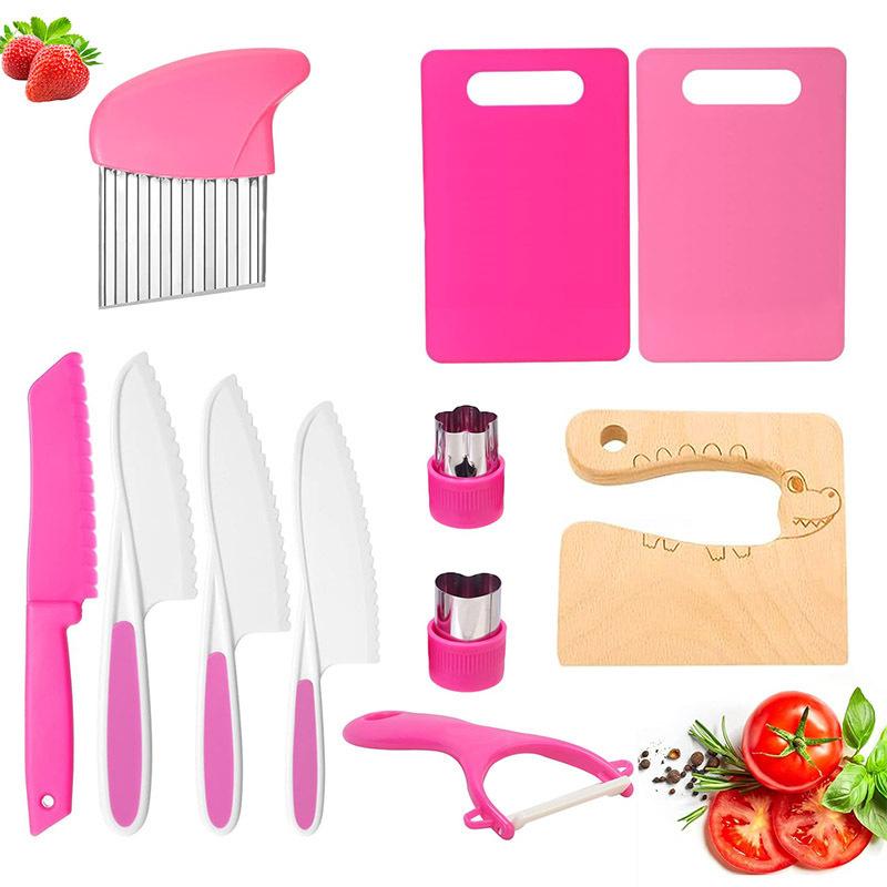 Kids Plastic Kitchen Set - 11-Piece Color Box, Toy Cooking for Children's Pretend Play Kitchen Tools