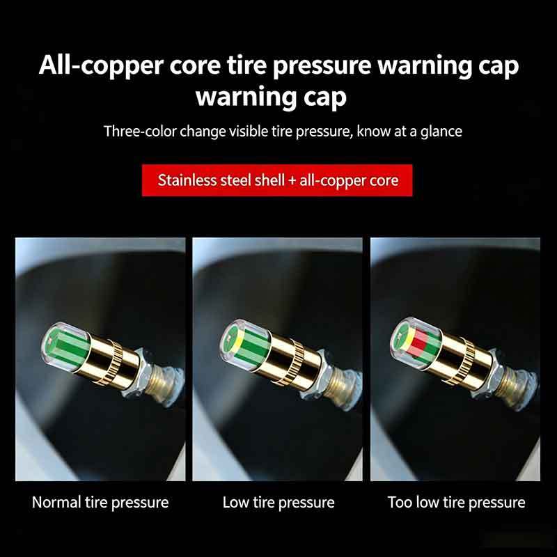 4Pcs/set Cars Tire Air Pressure Monitor Alert Indicator Tire Valve Cap Gauge Car Tyre Pressure Gauge Caps Useful Car Accessories
