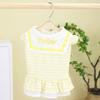 Spring Summer Puppy Dress Hem Striped Layered Pleated Collar Embroidered Print Doll Letters Sweet Contrast Color Dog Costume for