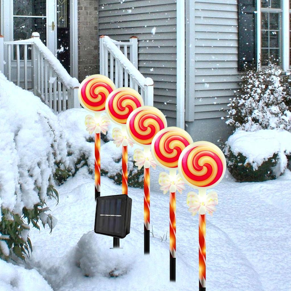 Solar Candy Cane Lights Outdoor Festive Solar Powered Christmas Candy Cane Pathway Markers For Driveway Patio Yard Lawn Garden