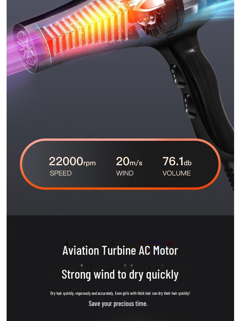 High-Power Salon Hair Dryer: Quick-Dry Negative Ion, Hot & Cold Air for Hair Care