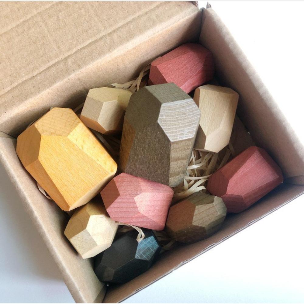 Wooden children's Nordic ins wind colored stone stacking music boys and girls indoor ornaments early education educational toys