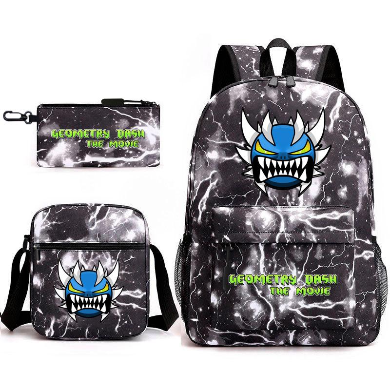 Geometry sprint game backpack geometry dash heat transfer backpack elementary school bag leisure bag