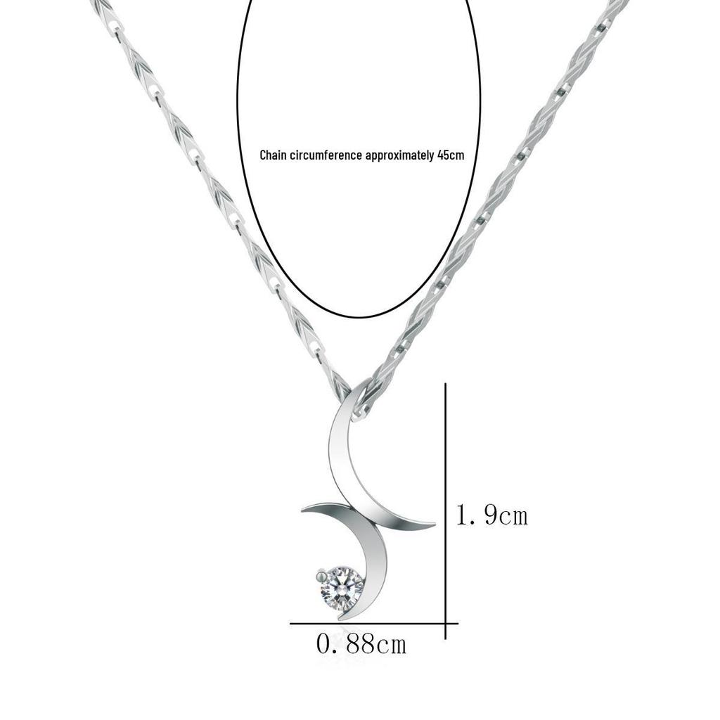 Double Moon S925 Sterling Silver Minimalist Clavicle Necklace - Korean High-End Light Luxury Design
