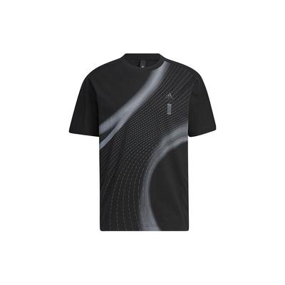 Logo Embroidered Color Block Round Neck Short Sleeve T-Shirt Men Tops Black IA8089