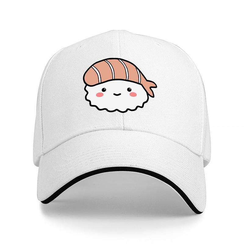 Cute Sushi Character Baseball Cap Black Hat with Adorable Kawaii Design for Food Lovers and Fashion Enthusiasts