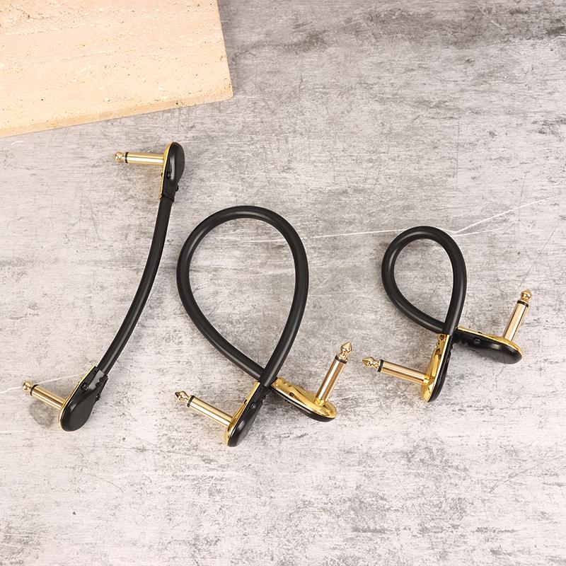 Anti-Noise Guitar Patch Cable 15/20/30Cm 1/4" Right Angle Oxygen-Free Audio Line For Guitar Effects Pedal Instruments Jack Plug