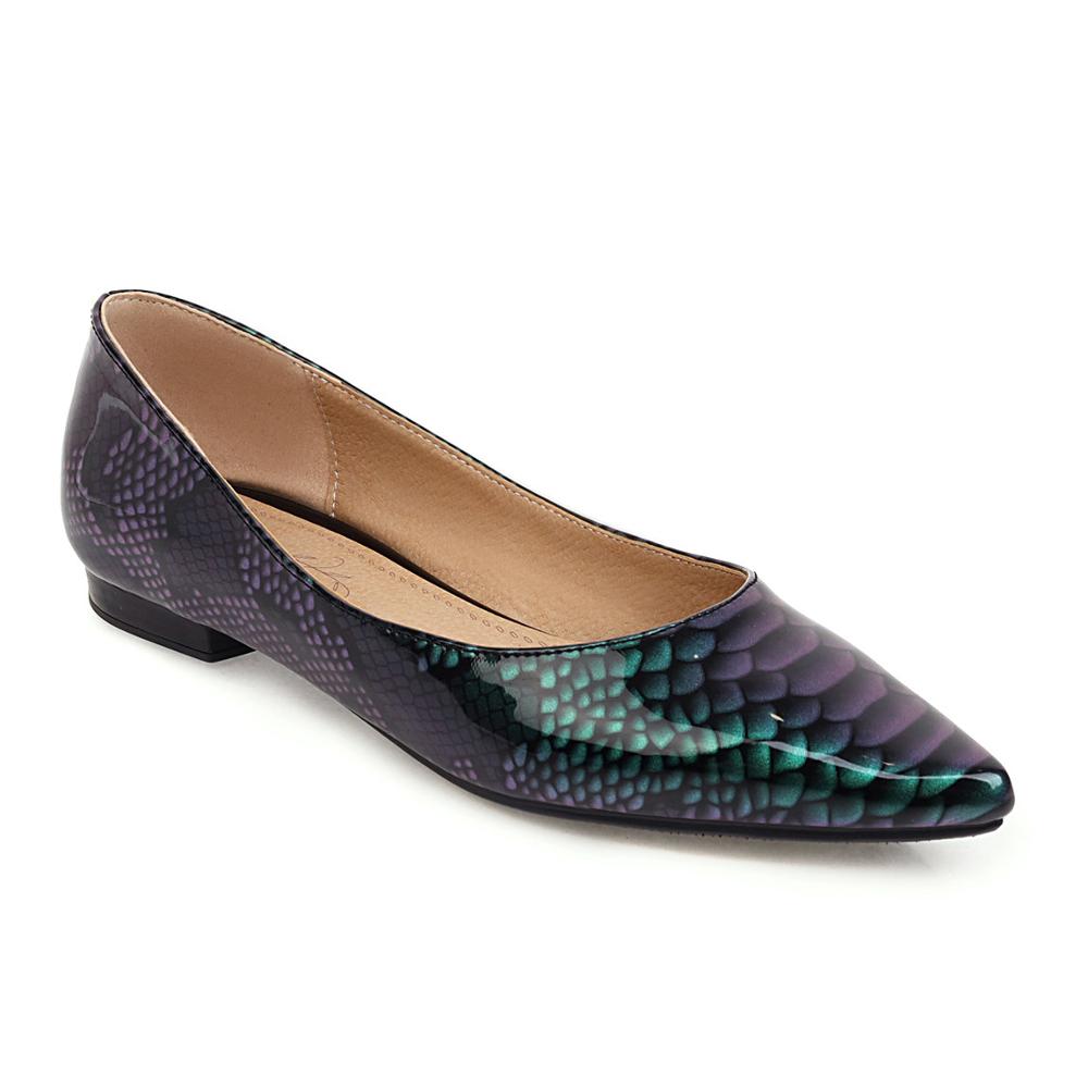 Fashion Casual Women Flats Ballet Shoes Pointed Toe Loafers Shoes Shallow Brand Sexy Snake Leather Slip On Women's Flats Large Size 45