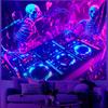 BVBOX Castle Blacklight Halloween Tapestry Horror Moon Night Scary Cemetery Pumpkin Lantern Halloween Tapestry Wall Hanging Skul