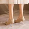 Fashion Handmade Women's Patent Leather High Heels Shoes New Style Nude Color Sexy Pointed Toe Thin Heel Single Shoe Summer Season
