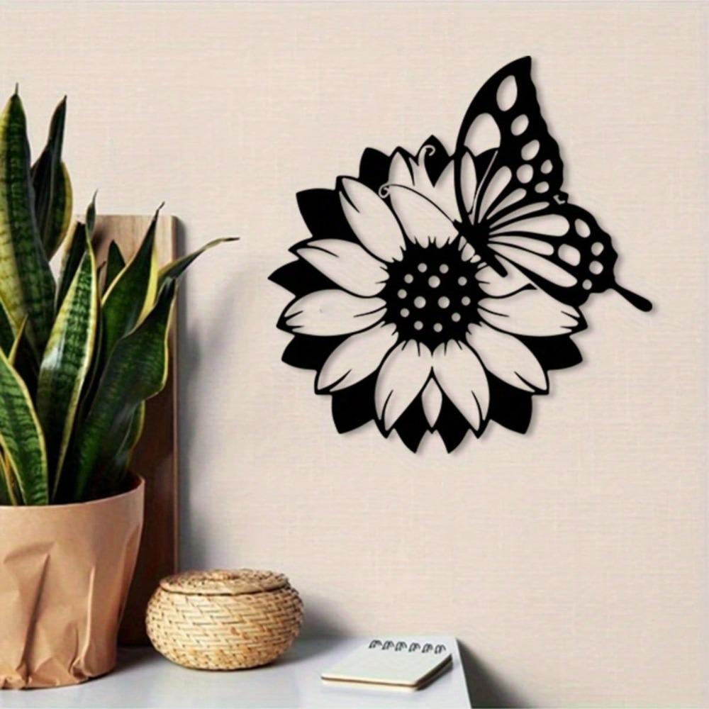 Metal Wall Art Sunflower Sculpture Vintage Rustic Courtyarden Barn Decor Weather Resistant Iron