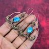 Copper blue turquoise earring copper wire wrapped gemstone earring handmade copper jewelry designer earring wire wrap jewelry gifts for wife