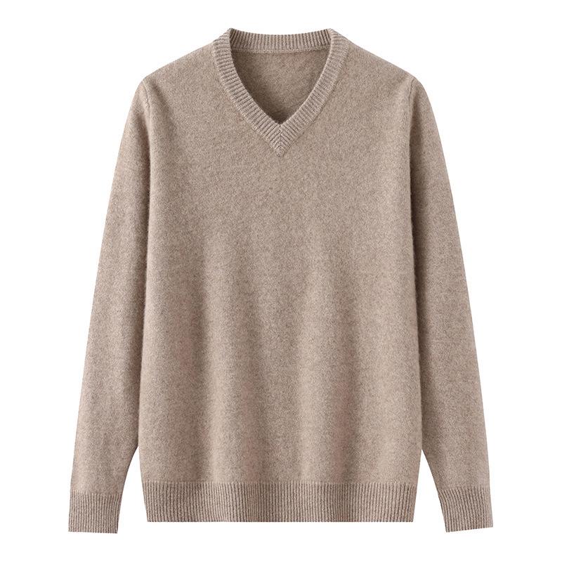 Men's 100% Pure Wool V-neck Thick Warm Business Casual Sweater