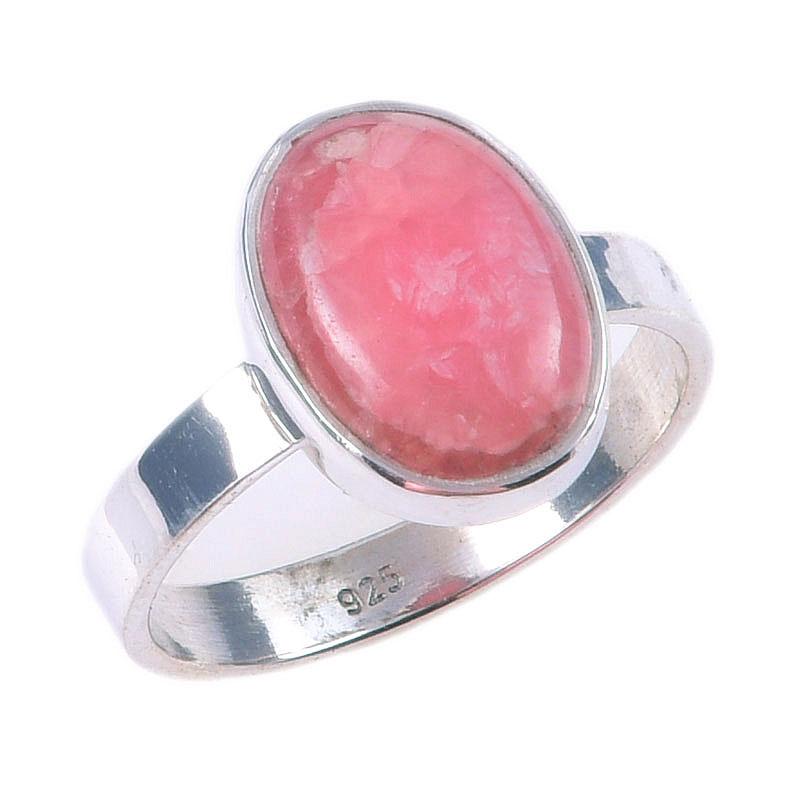 Natural Rhodochrosite Gemstone Handmade 925 Solid Sterling Silver Ring S.7 n0E36