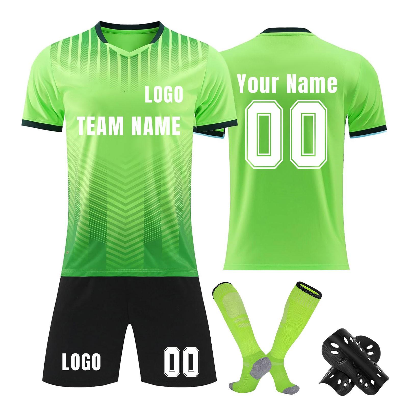 

Комплект персонализированных рубашек для мужчин и девочек с именем и номером, футбольные майки на заказ для мальчиков, тренировочный костюм XS зелёный