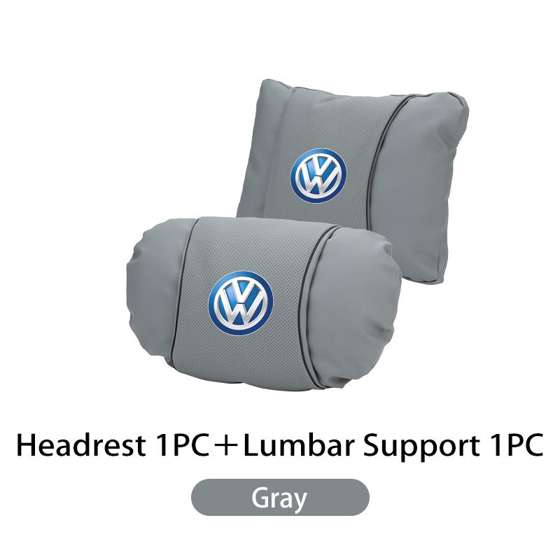 Car Leather Headrest Pillow Neck Lumbar Support Soft Lumbar Cushion Beige For Volkswagen VW Jetta Golf Beetle CC EOS MK2 MK4 MK5 HY3