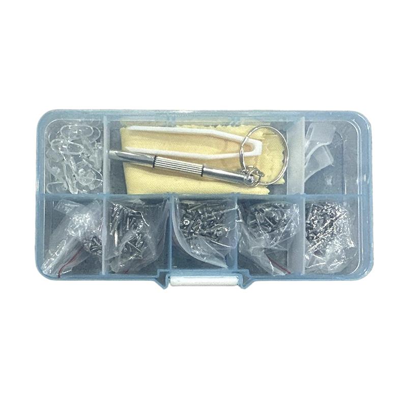 Kit asortiment de instrumente de reparare a ochelarilor de soare, șurub, piuliță, plăcuță pentru nas, cârlig pentru ureche