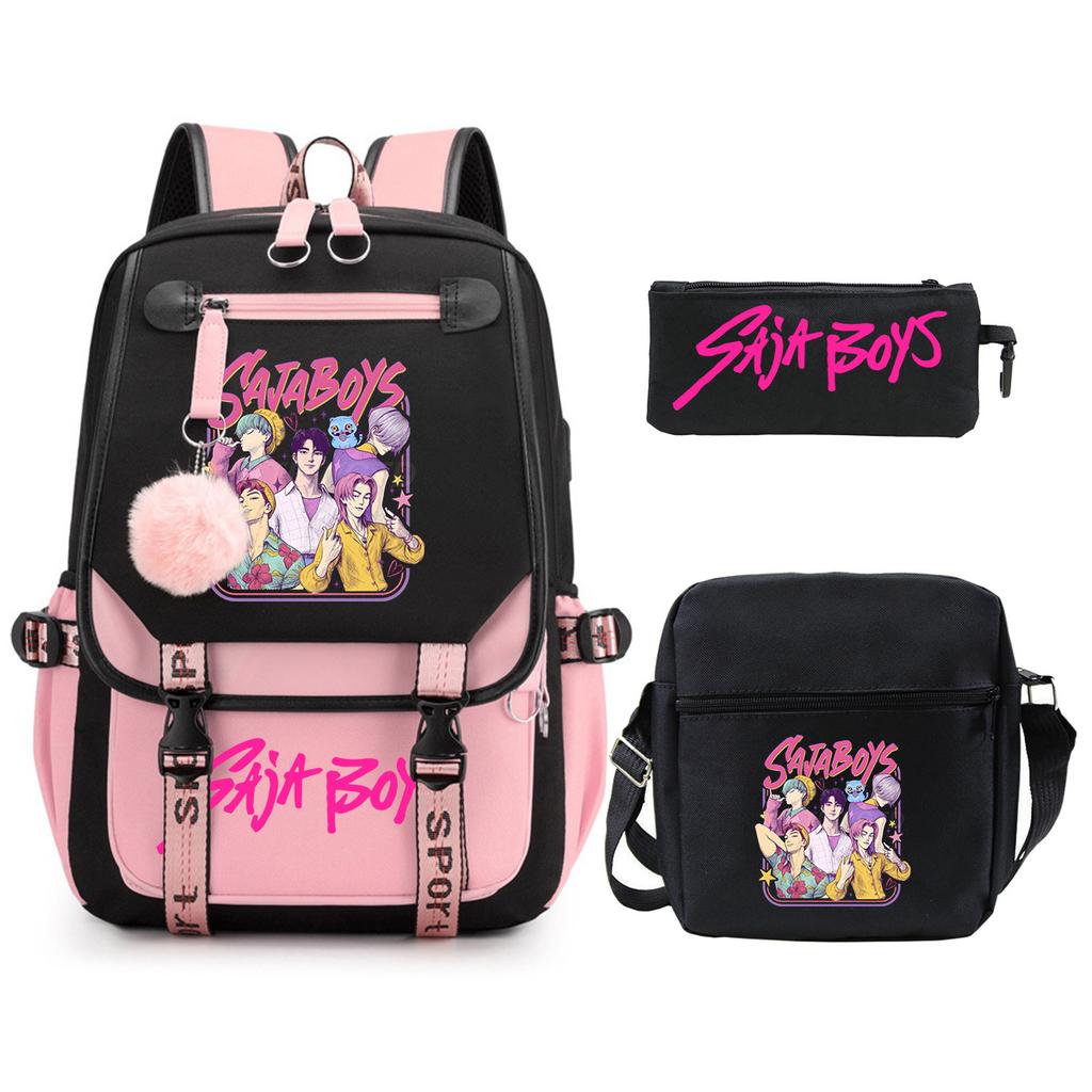 Animation Cartoon Peripheral Primary And Secondary School Students Schoolbag Multi-Functional Large-Capacity Leisure Backpack Three-Piece Set