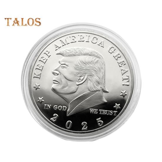 

Монета Трампа, президентская сувенирная монета, металлический памятный жетон Keep America, отличный коллекционный подарок для сторонников MAGA/KAG 1pc серебряный