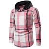 Men's Classic Retro Plaid Shirts Long Sleeve Shirt Jacket with Hood Casual Plaid Shirt for Men Lightweight Work Shirts