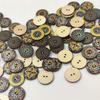 100Pcs Bohemian Style Retro Pattern Round Shape Wooden Buttons Clothing Decor