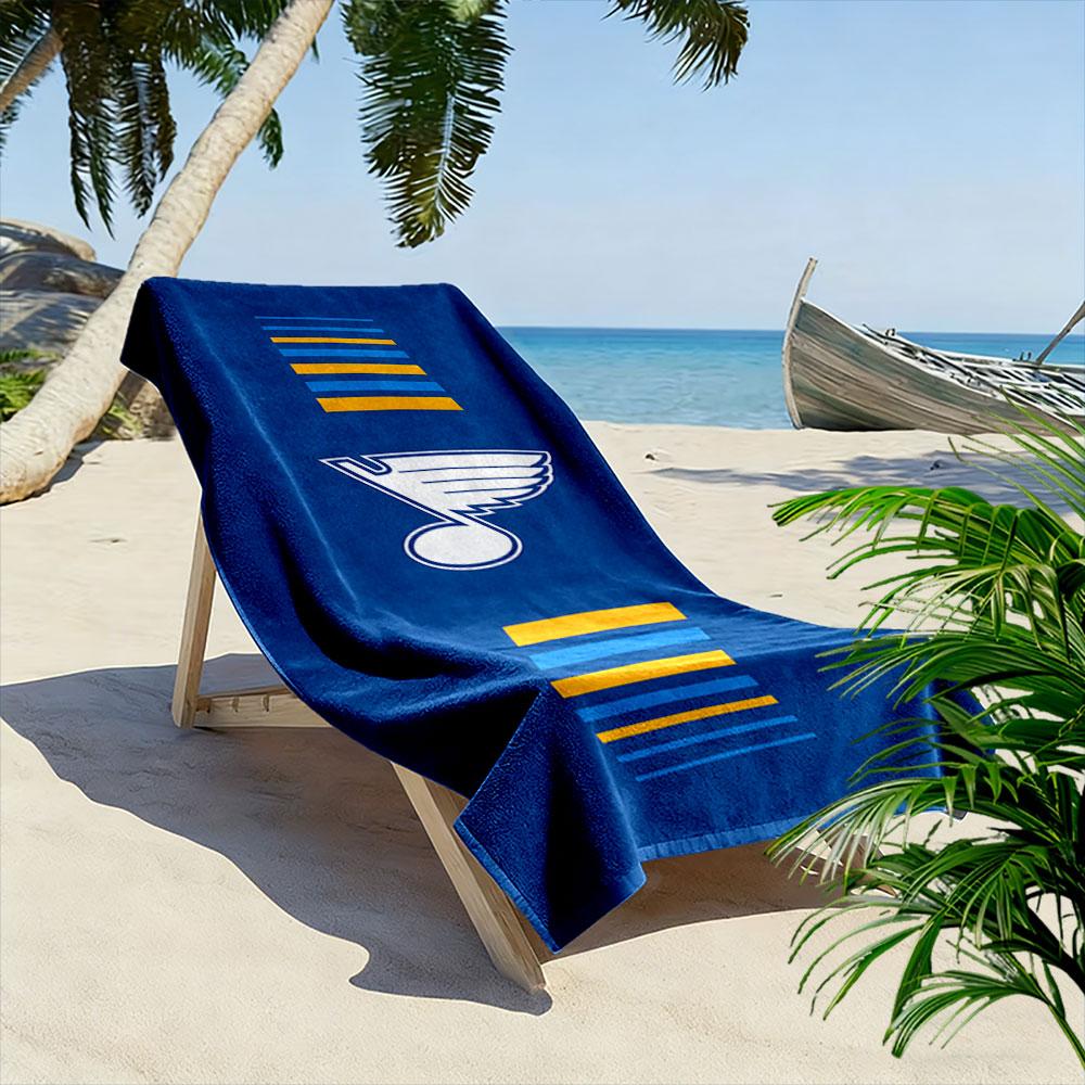 "Blue and Yellow Stripes with Winged Note" Patterned beach towel quick dry perfect for travel outdoor sports jogging the beach and swimming