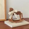 Wooden Rocking Horse Decoration Miniature Chair Craft Art Collectible Bookshelf Statue for