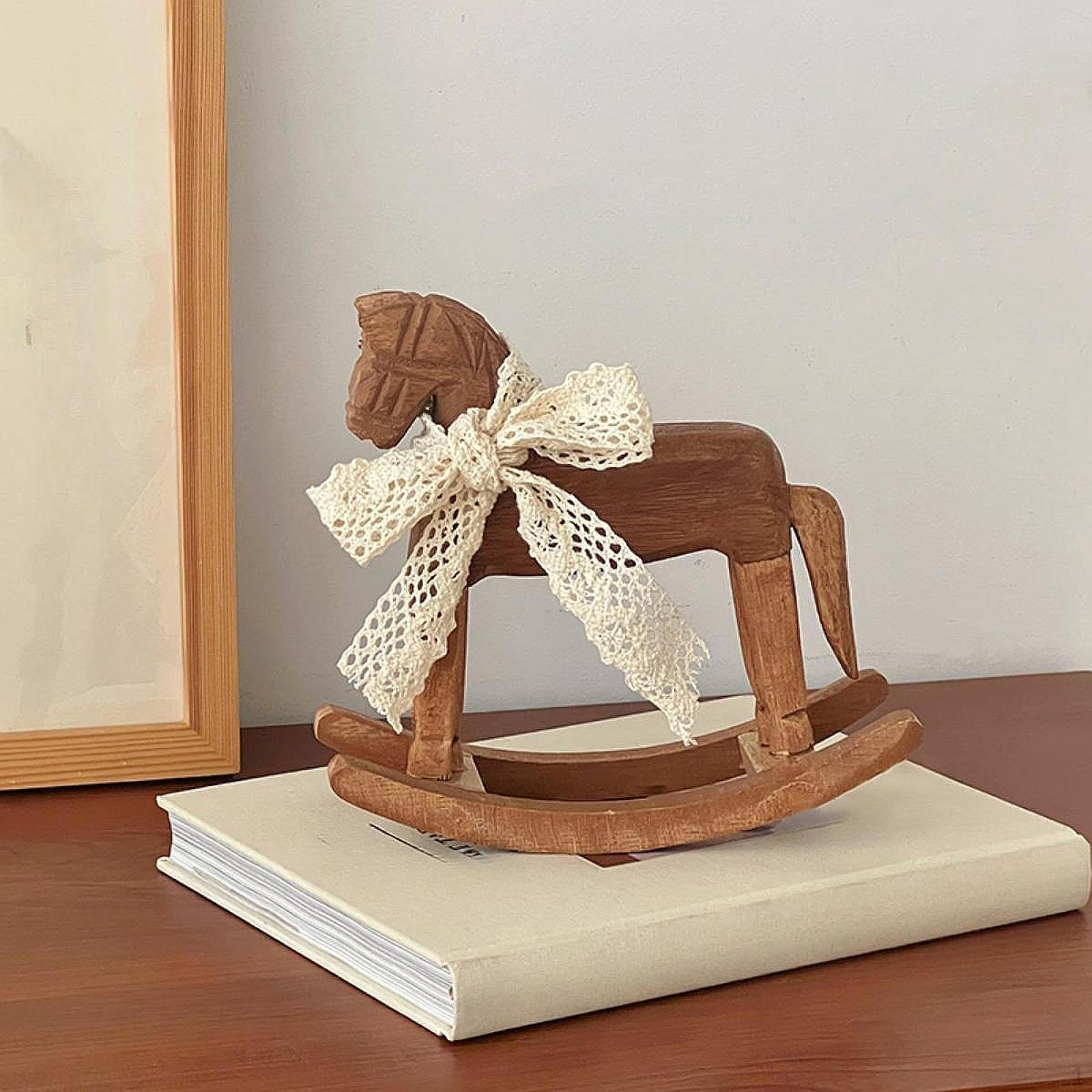 

Деревянная качалка-лошадка, украшение, миниатюрный стул, ремесло, искусство, коллекционный, статуэтка для книжной полки