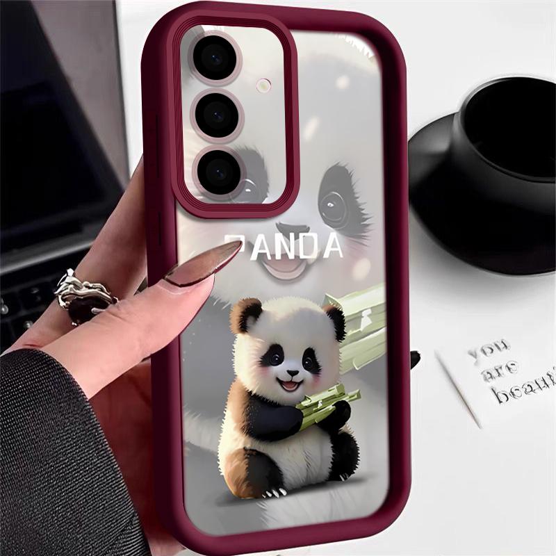 Lovely Baby Panda Pattern Case For Samsung Galaxy A57 A37 A17 A56 A36 A26 A16 5G A55 A35 A15 A54 S21 FE S22 S23 S24 Plus S25 Edge S26 Ultra Cover