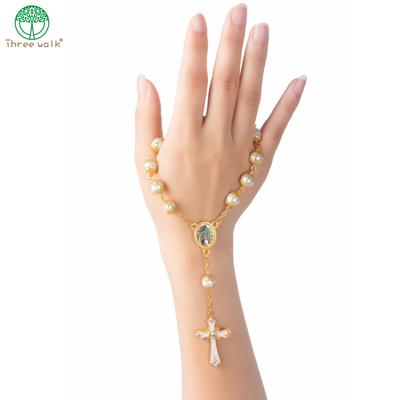 10pcs Top Quality Catholic Rosary Bracelet Glass Pearl Beads Decade Rosary Pendent Jesus For Women Gift CR027