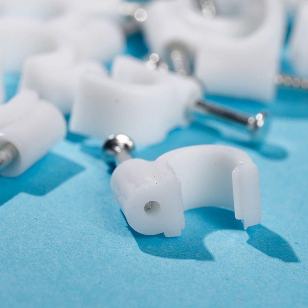 500pcs/bag Wall Mounted Round Cable Fasteners Steel Nail Portable Wall Mount Cord Clamp Office Use