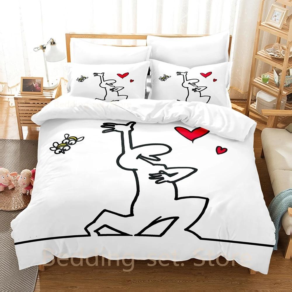 

La Linea The Line Osvaldo Cavandoli Bedding Set Single Twin Full Queen King Size Bed Set Menwomen Bedroom Duvetcover Sets 70x133cm 2pcs