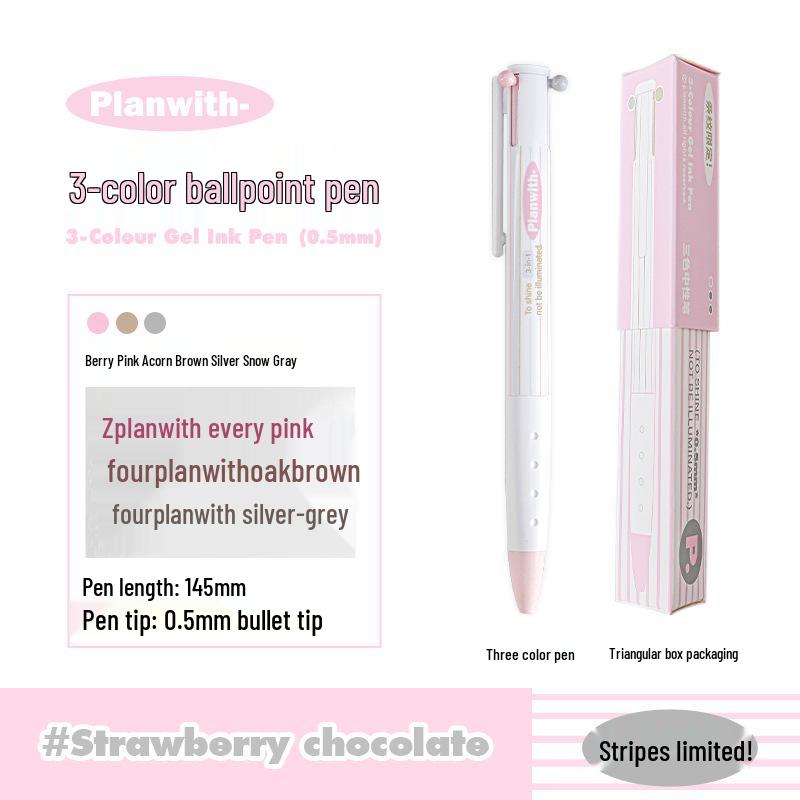 Planen mit Tricolor Druckknopf 0,5mm Stift: Schnelltrocknendes, hochwertiges, mehrfarbiges schwarzes Schreibwarenwerkzeug