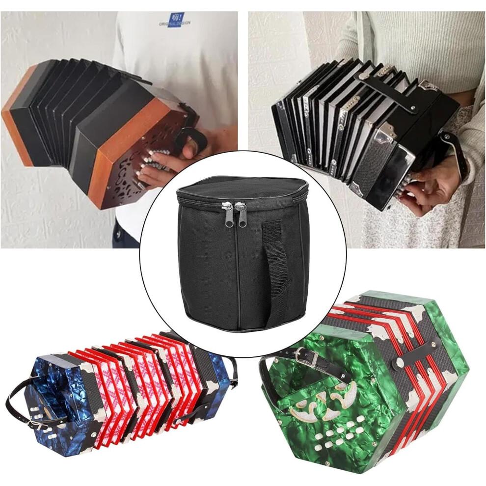 Waterproof Oxford Accordion Case with Shoulder Straps, Padded Black Storage Bag for Travel