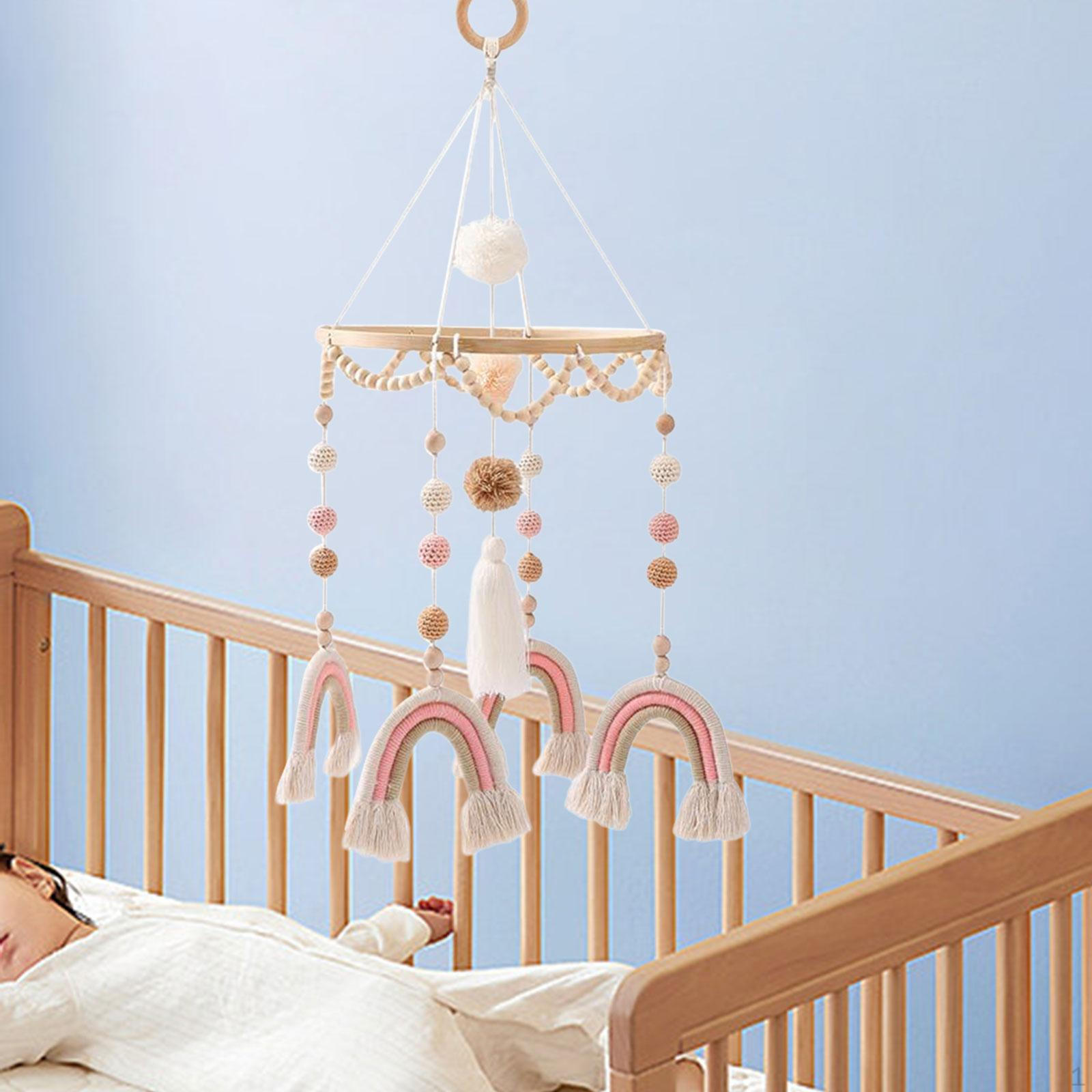 

Adorable Infant Mobile for Crib - Wooden Newborn Rattles Mobile, Hanging Bed Bell Toy розовый