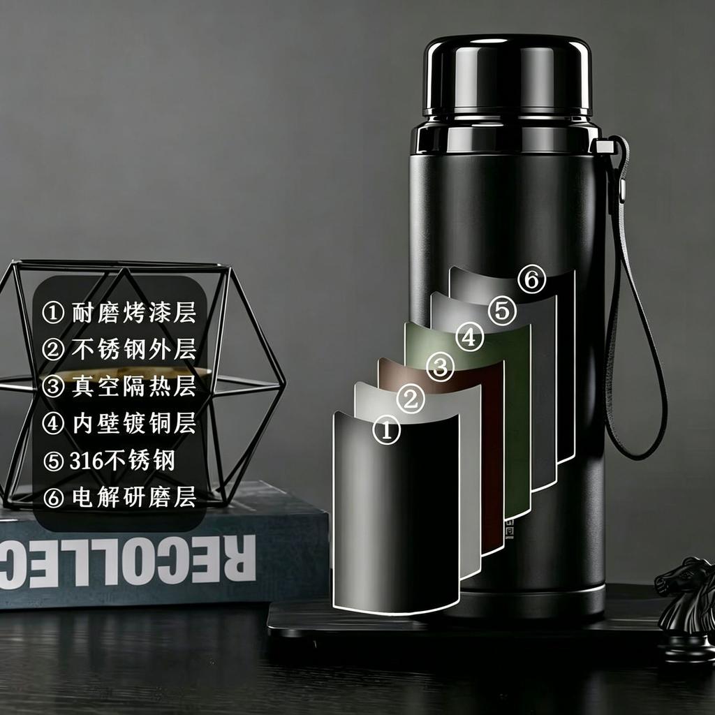 Stainless Steel Thermos Cup, Vacuum Thermal Insulation Water Cup, Car Portable Large-capacity Festival Gifts